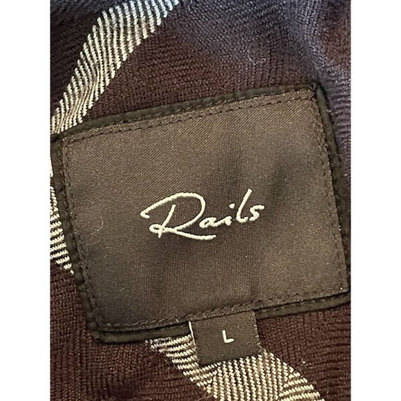 Rails Size L Black and White Plaid Soft Rayon Button Front Long Sleeve Top - Picture 6 of 10